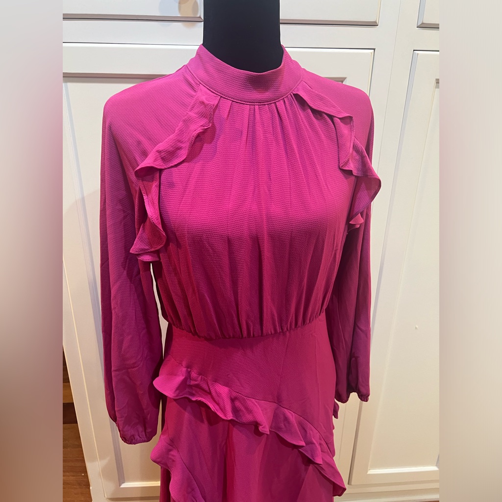 Donna Morgan Midi Dress 6 Euc Long Sleeve Lined Anthropologie